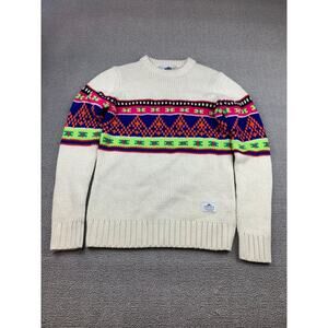 Penfield Women XS White Multicolor Knit Fair Isle Wool Sweater